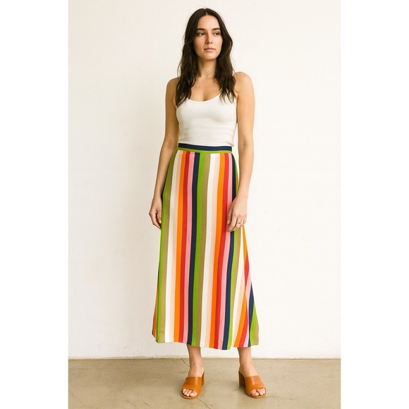 Reformation Dresses & Skirts - Reformation Bea Skirt Womens 0 Multicolored Stripe Viscose Midi Maxi Preppy